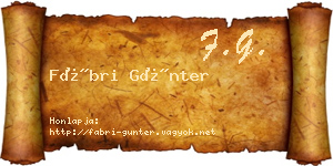 Fábri Günter névjegykártya